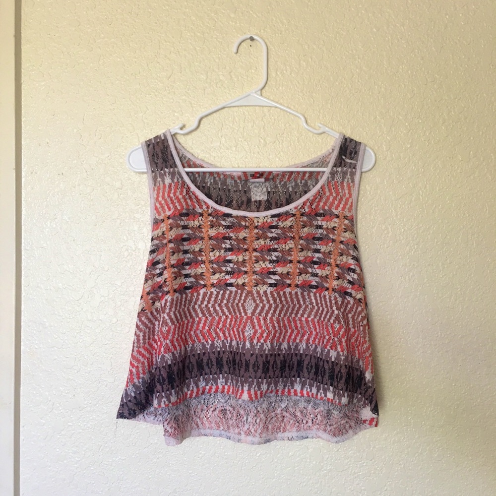 Aztec Pattern Knit Sleeveless Crop Top